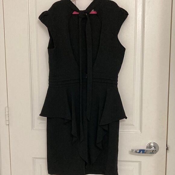 Issue NY Black Halter Dress with Ruffle Detail, Cummerbund Waist & Cap Sleeve. - Picture 8 of 10